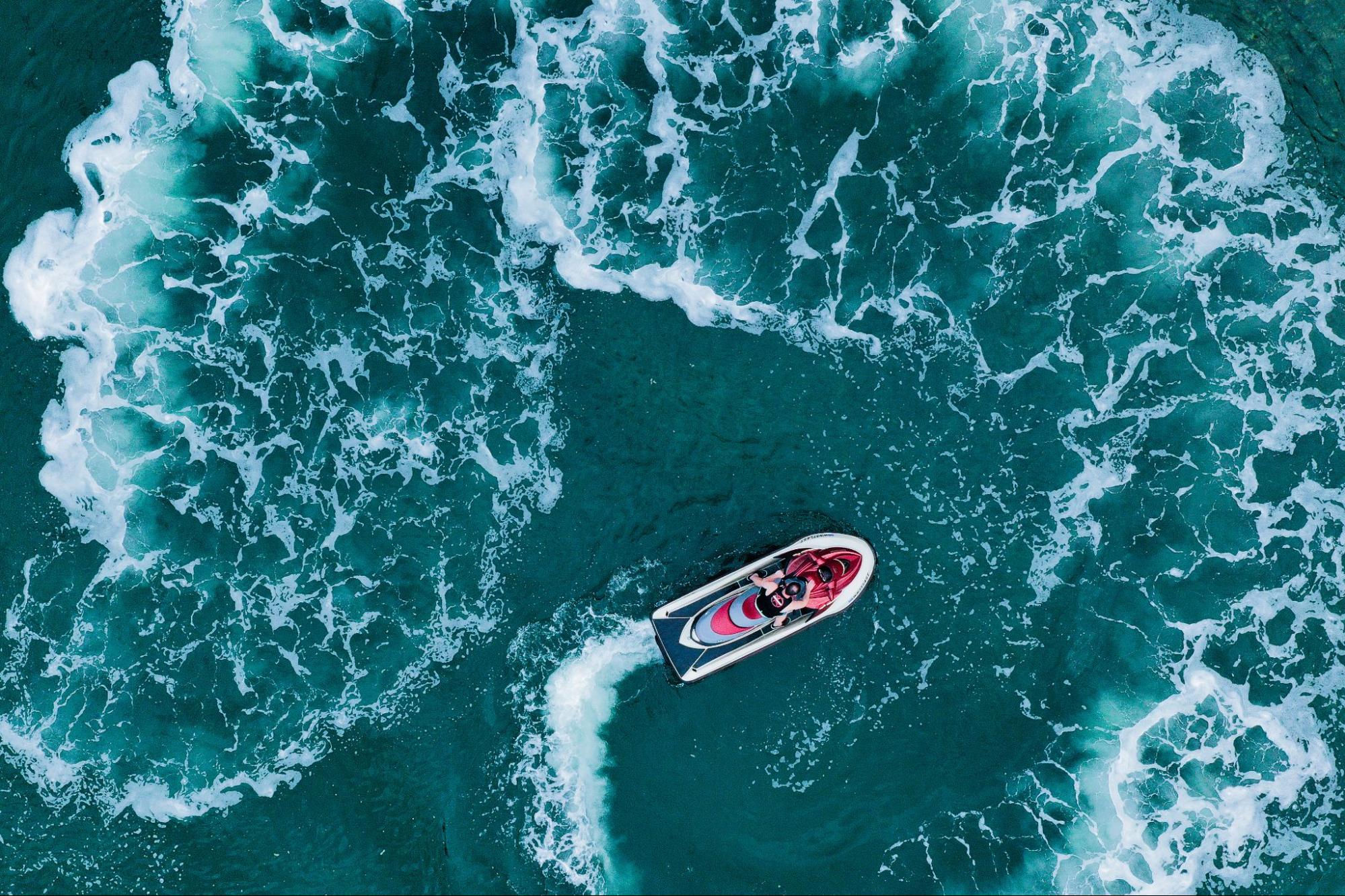 Sky View of Jet Ski on the Sea